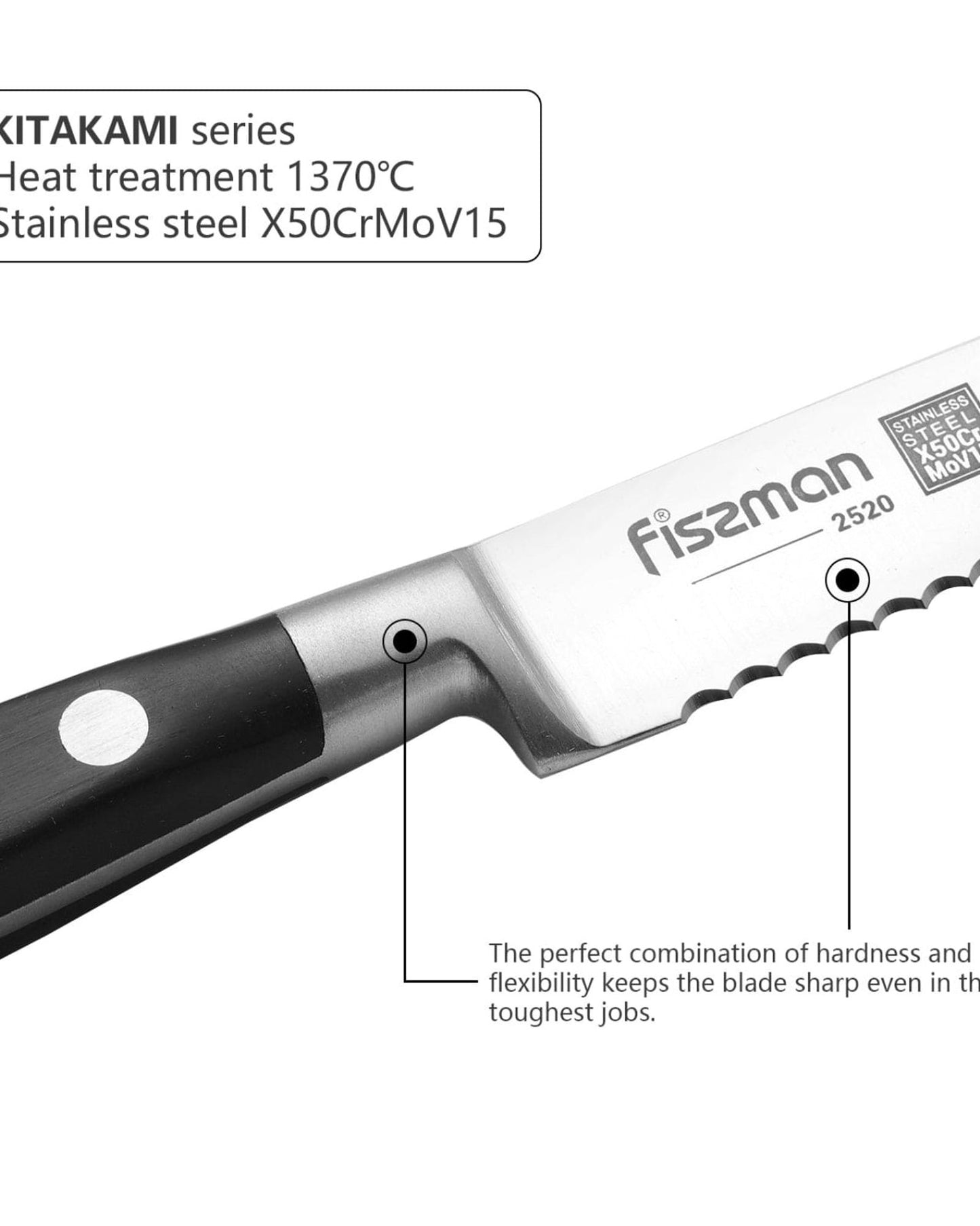 سكين شرائح اللحم فيسمان كيتاكامي أسود/فضي 4.5 بوصة