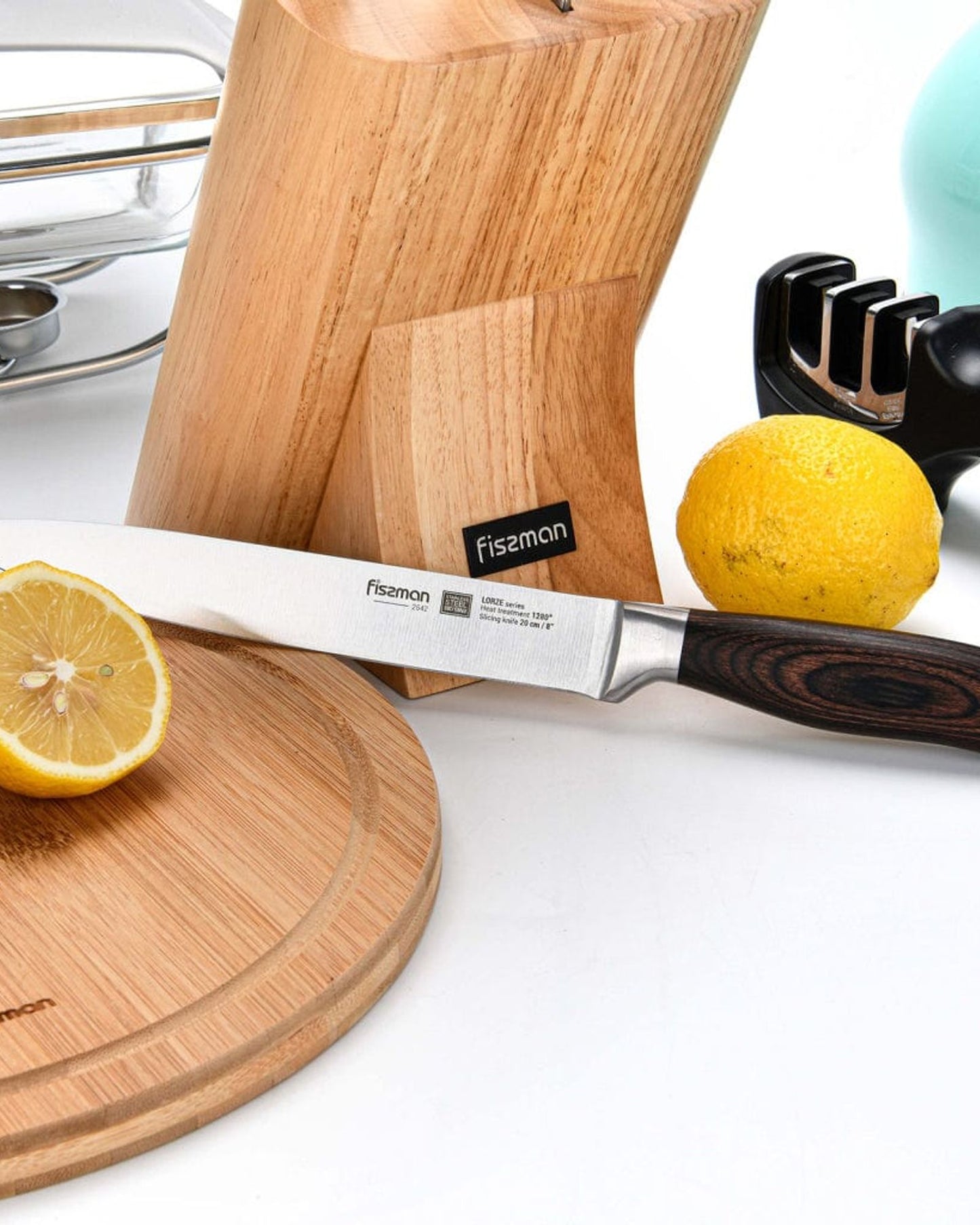 سكين تقطيع فيسمان لورز فضي/بني من الفولاذ المقاوم للصدأ مقاس 8 بوصات