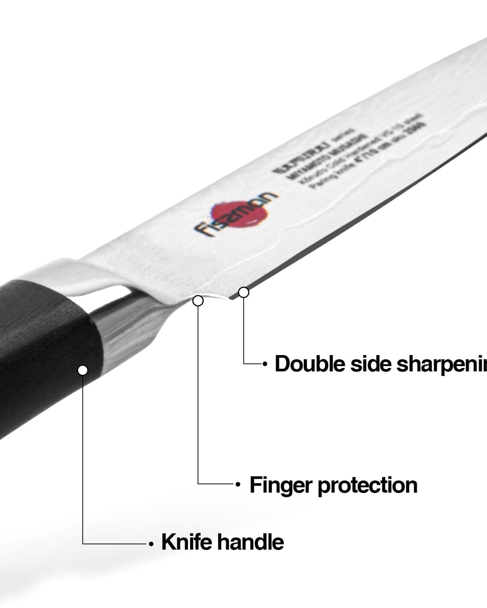 سكين تقشير فيسمان ساموراي موساشي، 4 بوصات، 10 سم (فولاذ دمشقي)