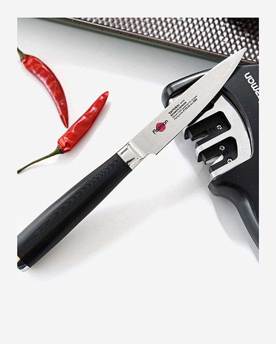 سكين تقشير فيسمان ساموراي موساشي، 4 بوصات، 10 سم (فولاذ دمشقي)