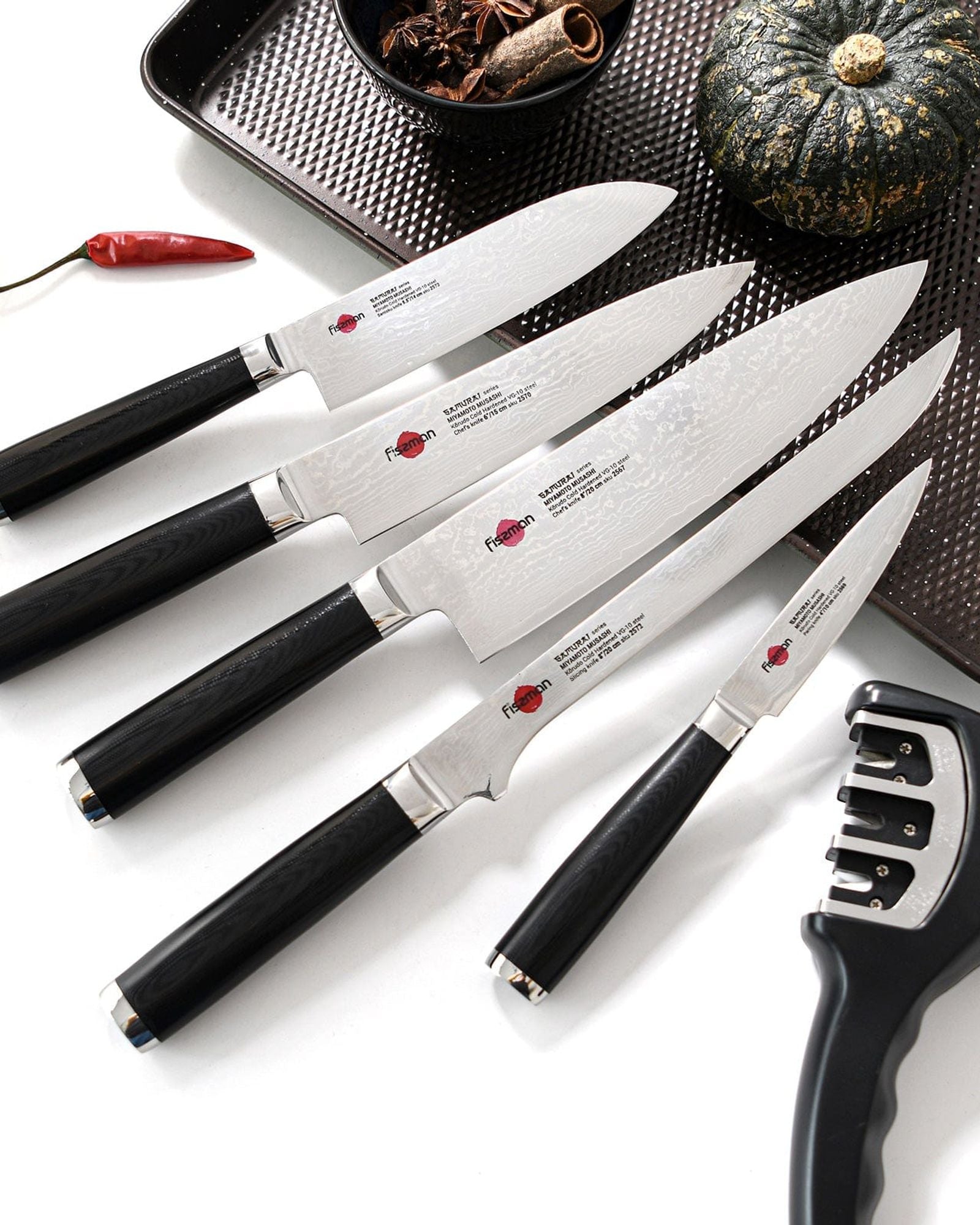 سكين تقشير فيسمان ساموراي موساشي، 4 بوصات، 10 سم (فولاذ دمشقي)