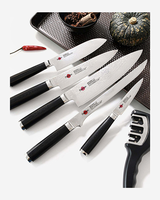 سكين تقشير فيسمان ساموراي موساشي، 4 بوصات، 10 سم (فولاذ دمشقي)