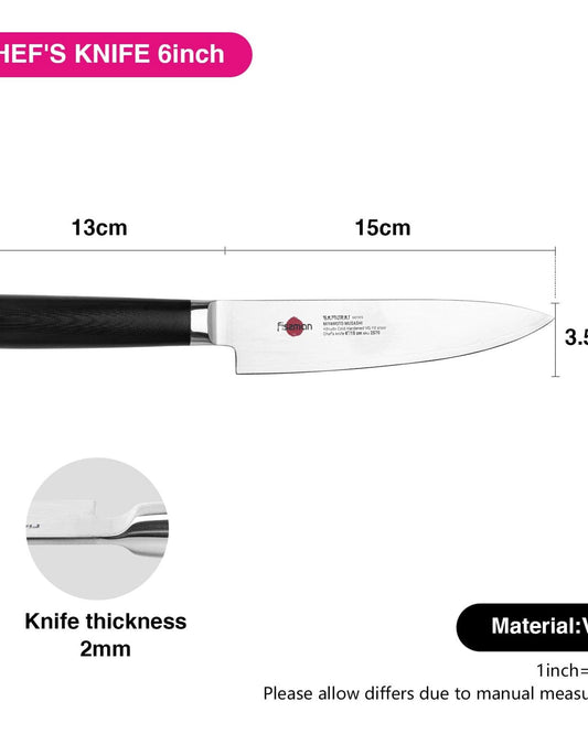 سكين الطاهي فيسمان ساموراي موساشي، 6 بوصات، 15 سم (فولاذ دمشقي)