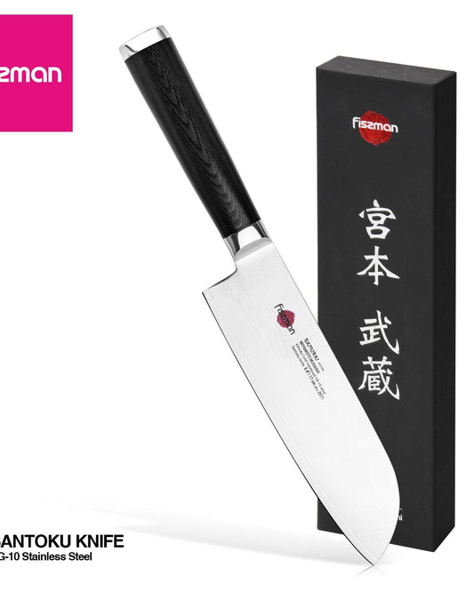 فيسمان 6.8" سكين سانتوكو ساموراي موساشي 17 سم (فولاذ دمشق)