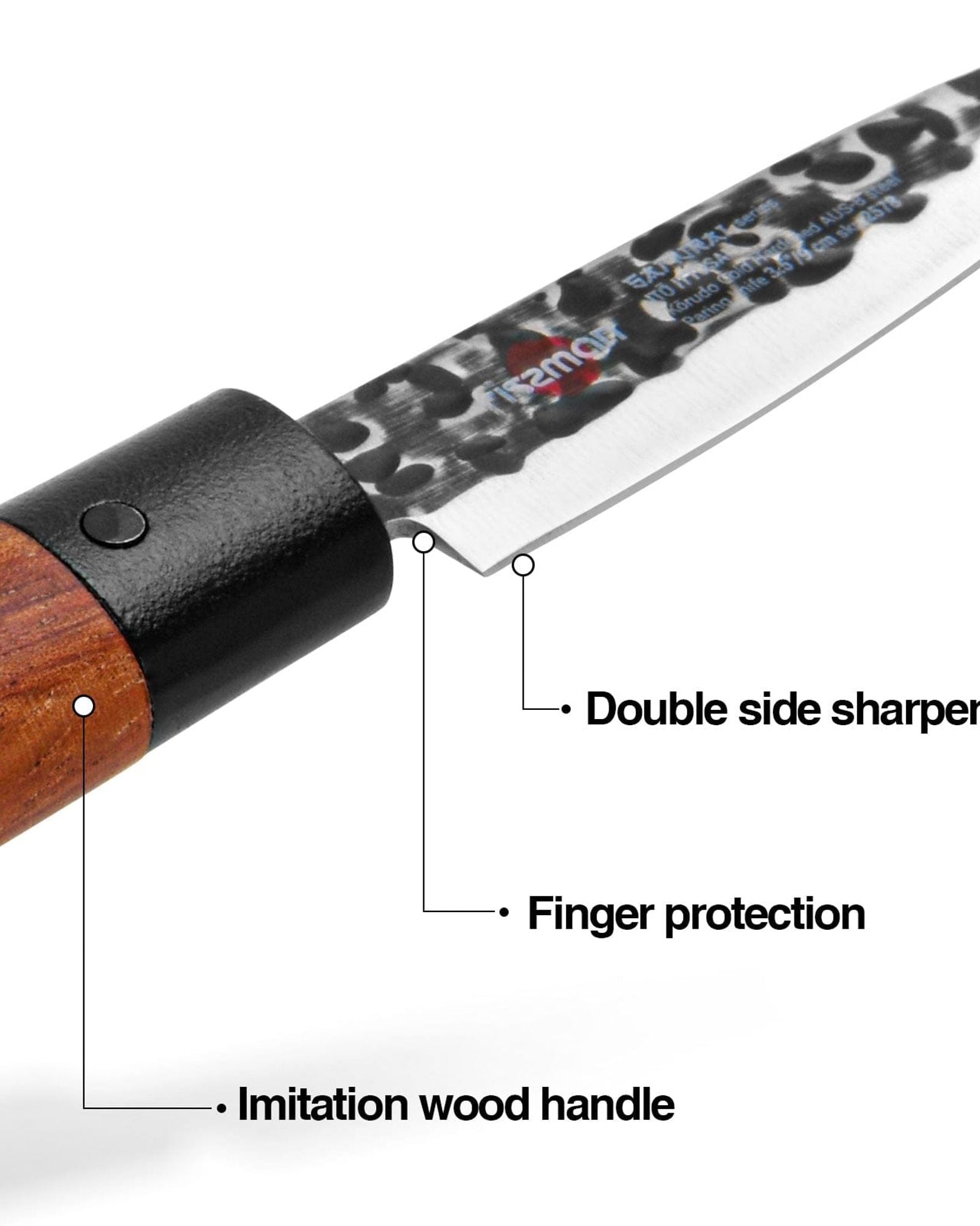 سكين تقشير فيسمان 3.5 بوصة ساموراي إيتوساي 9 سم (فولاذ AUS-8)