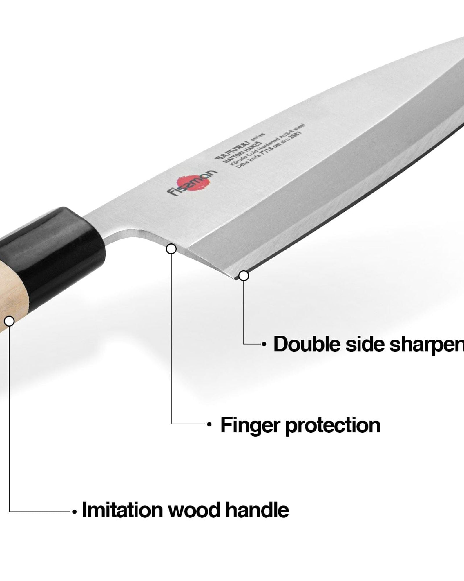 فيسمان سكين ديبا 7 بوصة ساموراي هانزو 18 سم (فولاذ AUS-8)