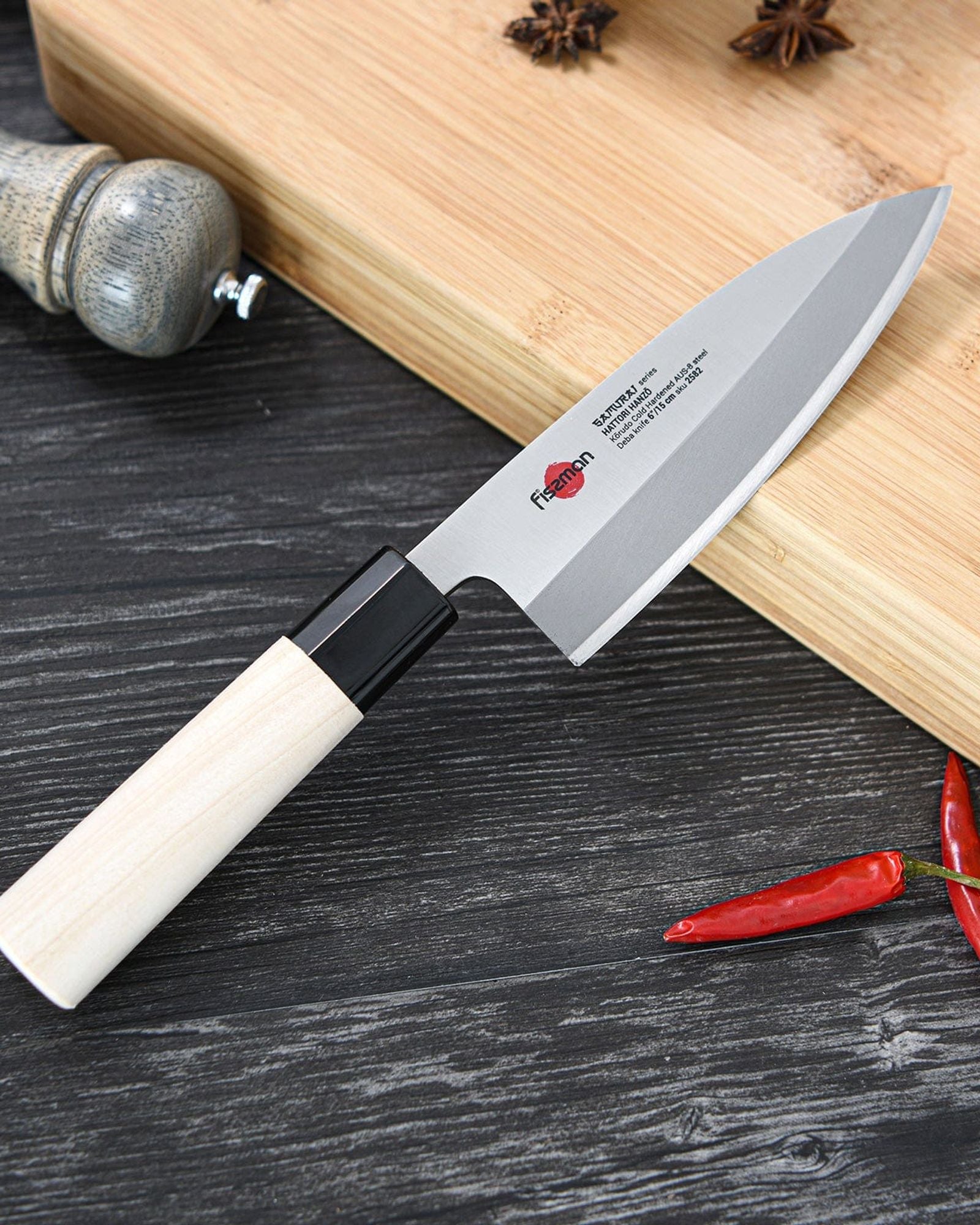 فيسمان سكين ديبا 6 بوصة ساموراي هانزو 15 سم (فولاذ AUS-8)