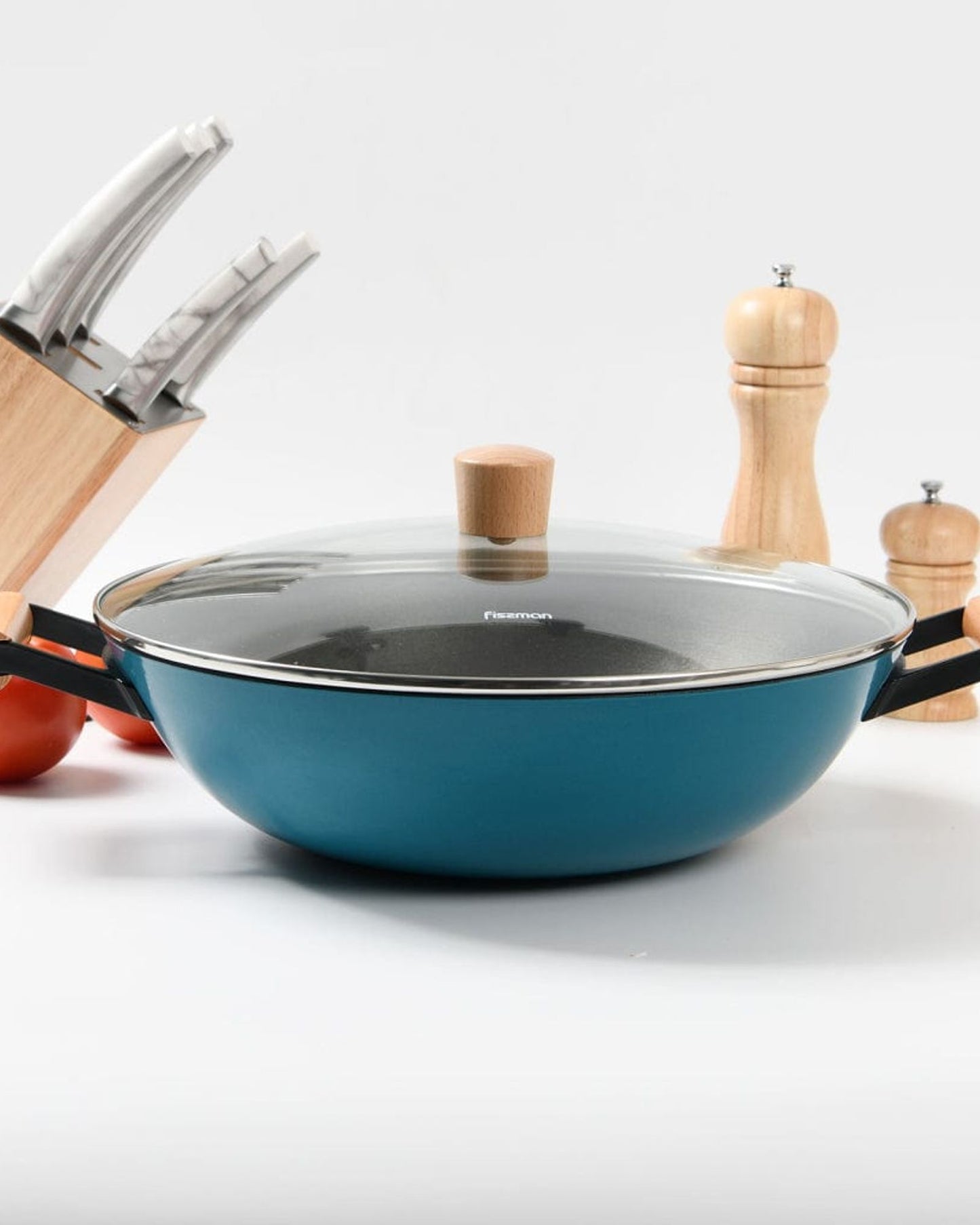 مقلاة ووك فيسمان أسود/شفاف 5 لتر