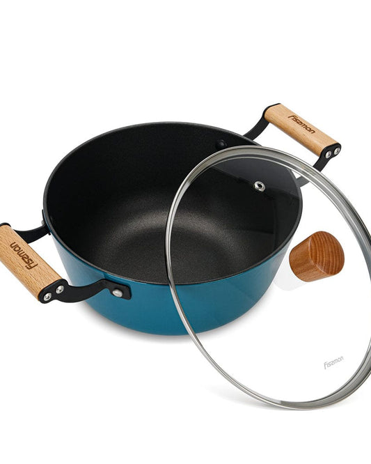 قدر فيسمان سيجرين سيريز مع غطاء زجاجي مطلي بالمينا مصنوع من حديد الزهر خفيف الوزن مع طبقة غير لاصقة، 32×125 سم/8 لتر