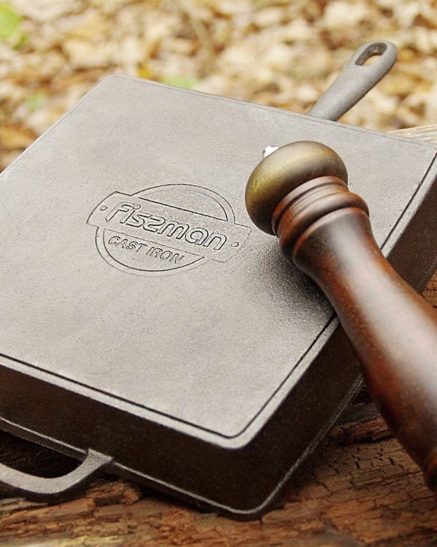 مقلاة فيسمان مربعة للشواء مقاس 28×4.7 سم مع مقبض مساعد (حديد زهر)