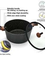 قدر فيسمان مع غطاء زجاجي من الألومنيوم مع طلاء غير لاصق، سلسلة دايموند، رمادي/شفاف، 24×12 سم