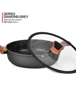 طاجن فيسمان الضحل من سلسلة دايموند مع غطاء زجاجي أسود 28 سم