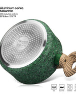 قدر فيسمان مع غطاء زجاجي وسلسلة مالاكيت وطبقة ألومنيوم غير لاصقة وقاعدة حثية من إيكستون، أخضر/بني/شفاف، 20×9.8 سم/2.7 لتر