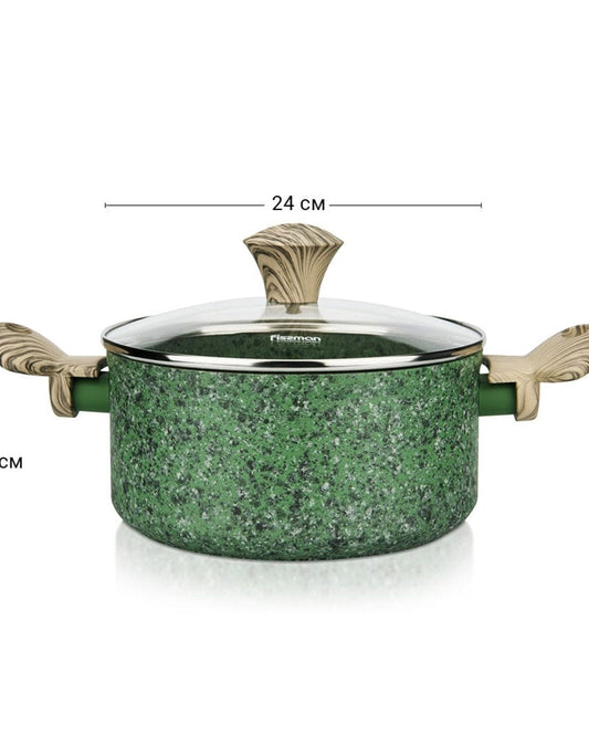 قدر فيسمان ستوك بوت ملاكيت 24×10.9 سم/4.7 لتر مع غطاء زجاجي وقاعدة حثية (ألومنيوم مع طلاء غير لاصق)