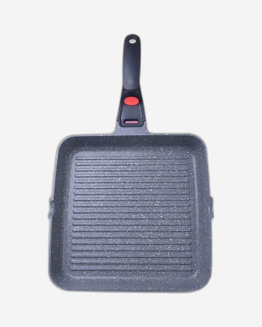 مقلاة فيسمان مربعة للشواء، سلسلة لا جرانيت، طلاء غير لاصق، رمادي/أسود، 28×4.5 سم