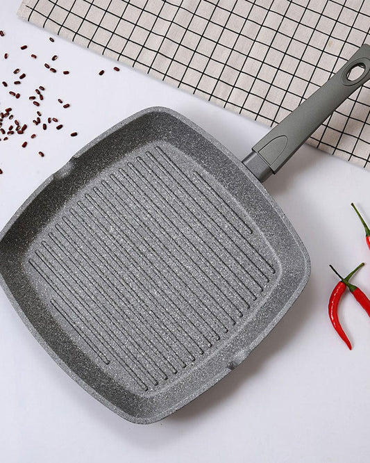 مقلاة فيسمان مربعة للشواء بمقبض من الباكليت، سلسلة ستون، طلاء غير لاصق، بلاتينيوم أسود، 24×4 سم