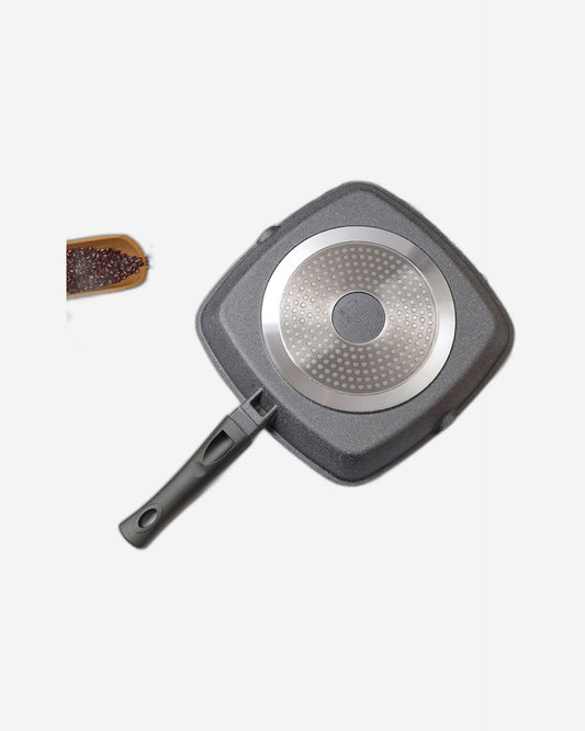 مقلاة فيسمان مربعة للشواء بمقبض من الباكليت، سلسلة ستون، طلاء غير لاصق، بلاتينيوم أسود، 24×4 سم