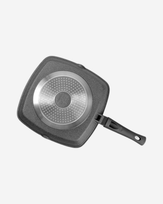 مقلاة فيسمان مربعة للشواء بمقبض من الباكليت، سلسلة ستون، طلاء غير لاصق، بلاتينيوم أسود، 28×4.3 سم