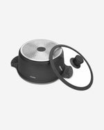 طاجن فيسمان ألومنيوم بريستيج سيريز غير لاصق مع غطاء، سعة 6.2 لتر، أسود/شفاف، 28×12.5 سم