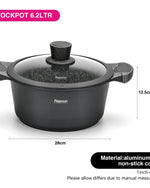 طاجن فيسمان ألومنيوم بريستيج سيريز غير لاصق مع غطاء، سعة 6.2 لتر، أسود/شفاف، 28×12.5 سم