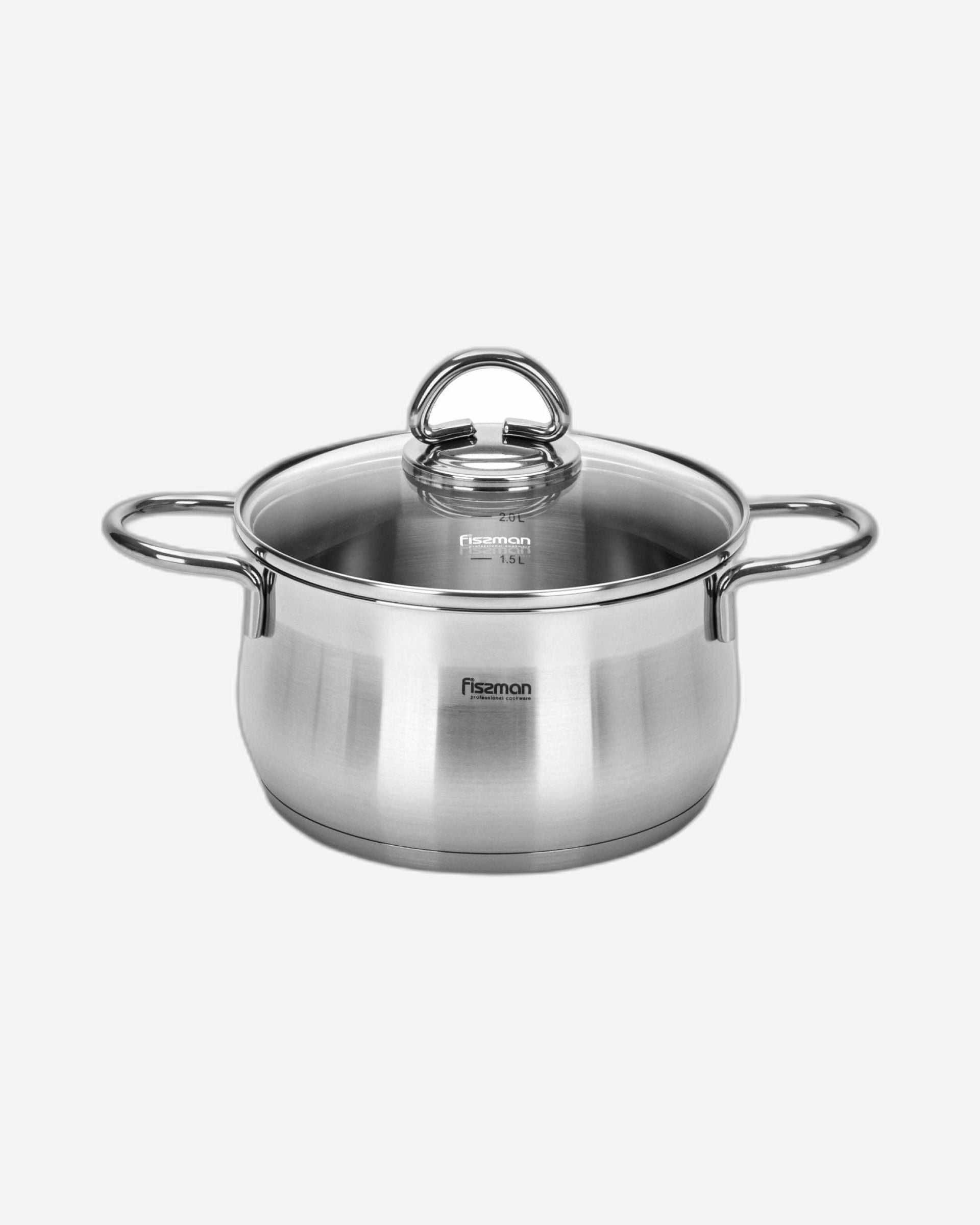 قدر فيسمان مونيكا سيريز 18/10 من الفولاذ المقاوم للصدأ 304 مع غطاء زجاجي شفاف فضي 20×10 سم/2.5 لتر