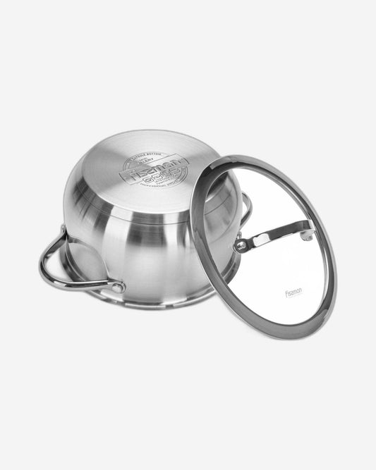 قدر طهي فيسمان فاليري سيريز 18/10 مصنوع من الفولاذ المقاوم للصدأ 304 مع غطاء زجاجي شفاف 9×18 سم/2.3 لتر