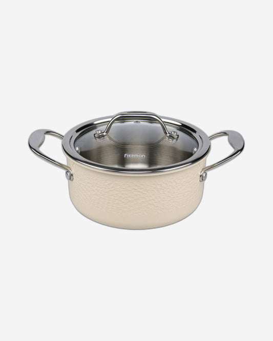 قدر فيسمان بريجيت من الفولاذ المقاوم للصدأ مع غطاء، بيج/فضي، 18×8.5 سم