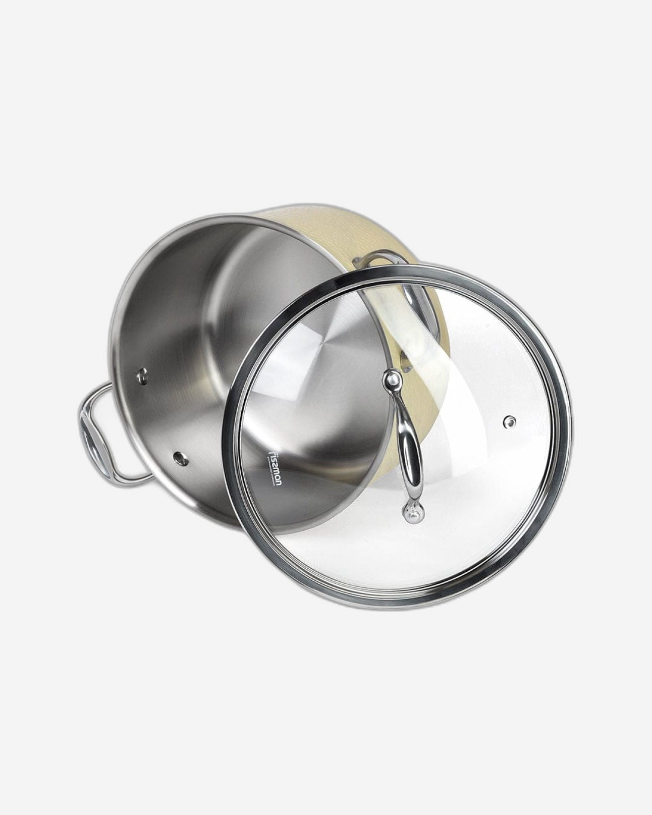 قدر فيسمان بريجيت من الفولاذ المقاوم للصدأ مع غطاء، بيج/فضي/شفاف، سعة 5 لتر