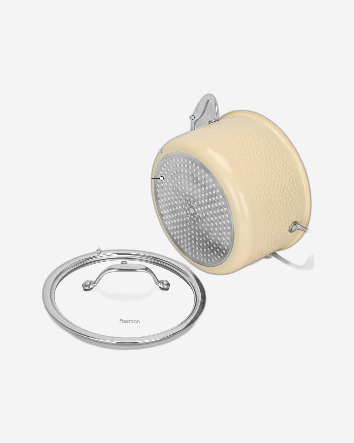 مقلاة صلصة من الفولاذ المقاوم للصدأ من سلسلة فيسمان بريجيت مع غطاء زجاجي، سعة 6 لتر، بيج/فضي/شفاف، 24×13.5 سم