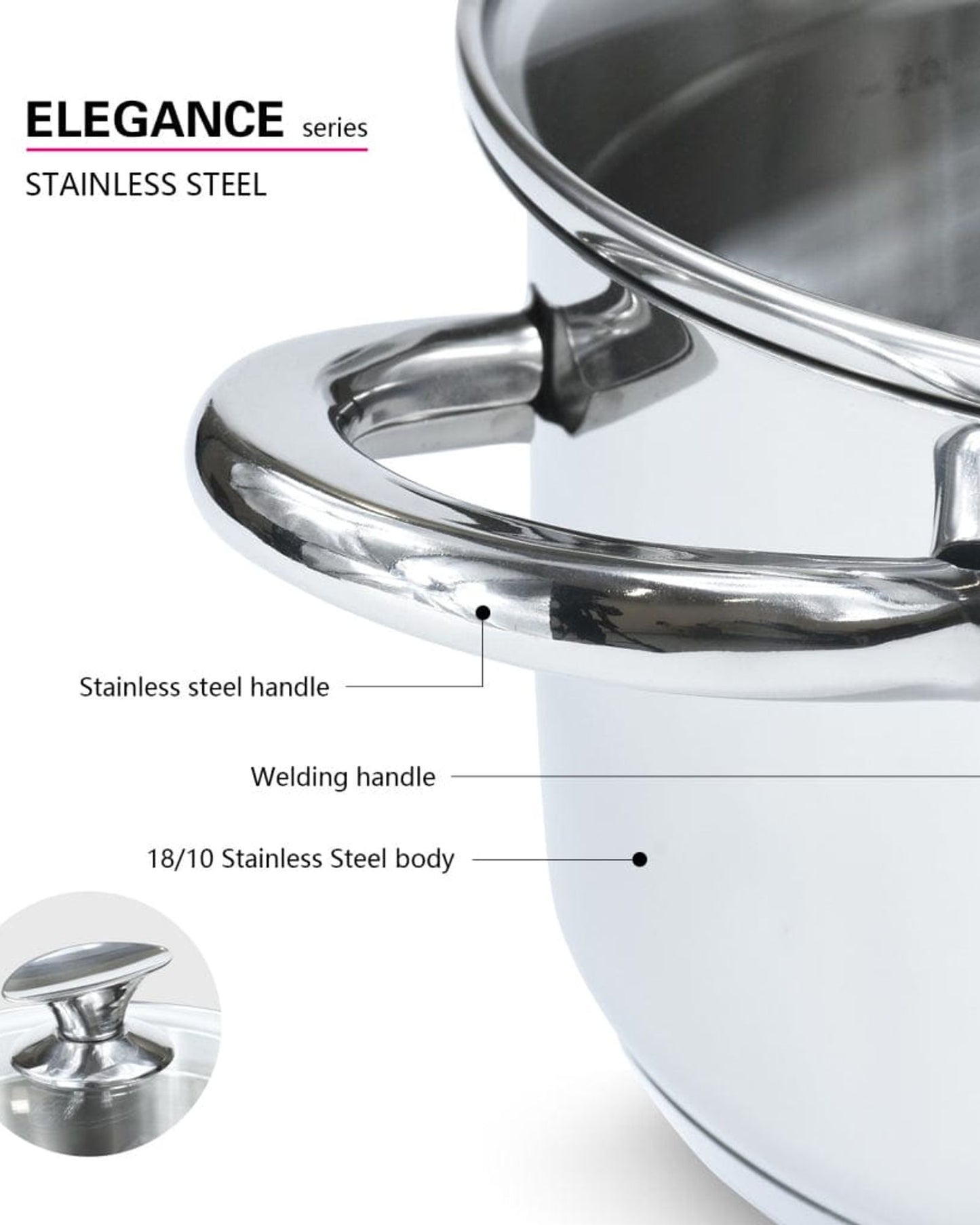 طاجن فيسمان من الفولاذ المقاوم للصدأ مع غطاء فضي 18 سم