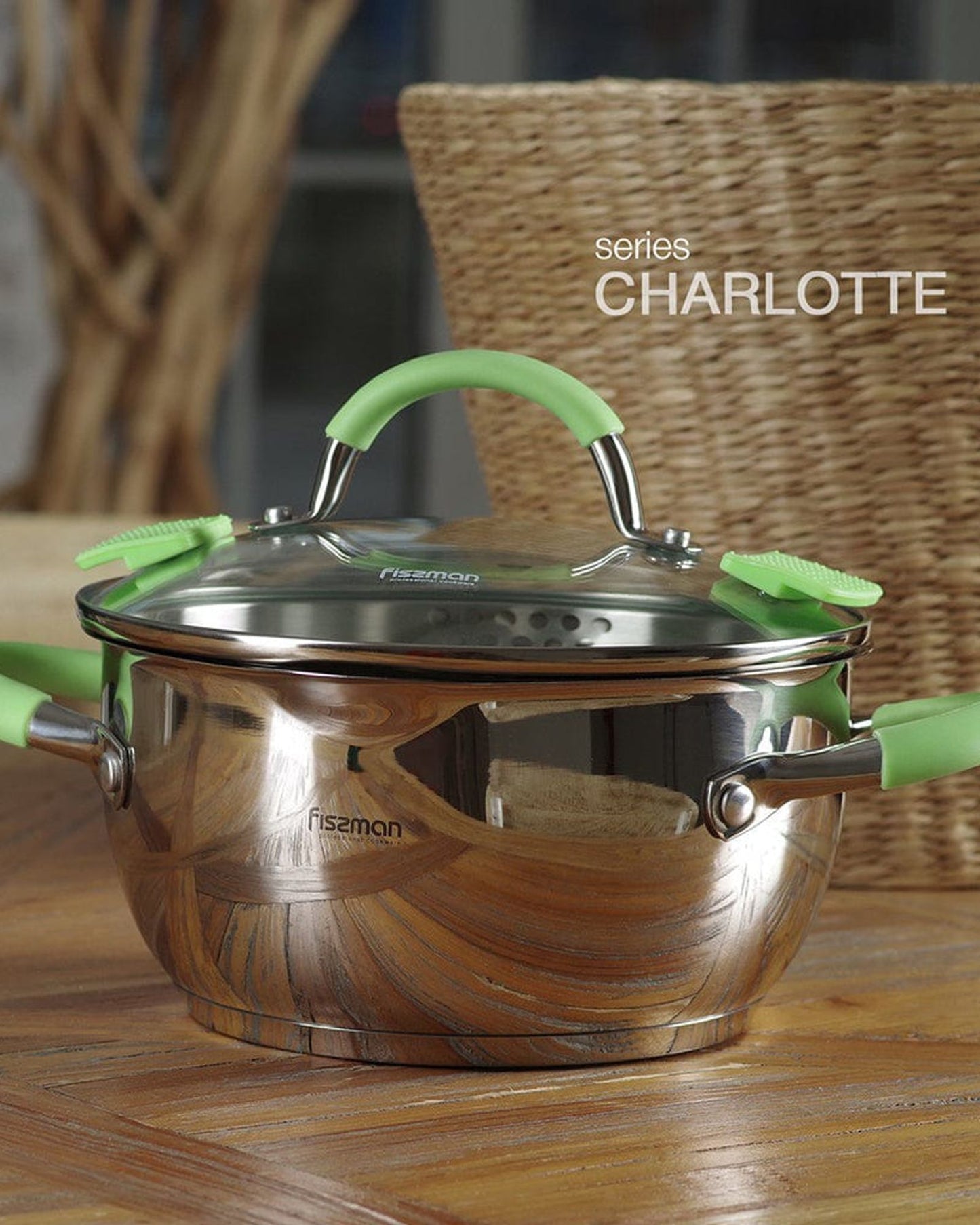 طاجن فيسمان من الفولاذ المقاوم للصدأ مع غطاء زجاجي فضي 18 × 9 سم