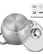 قدر فيسمان مع غطاء زجاجي من سلسلة برايم من الفولاذ المقاوم للصدأ وقاعدة حثية فضية 16 × 9.5 سم / 1.9 لتر