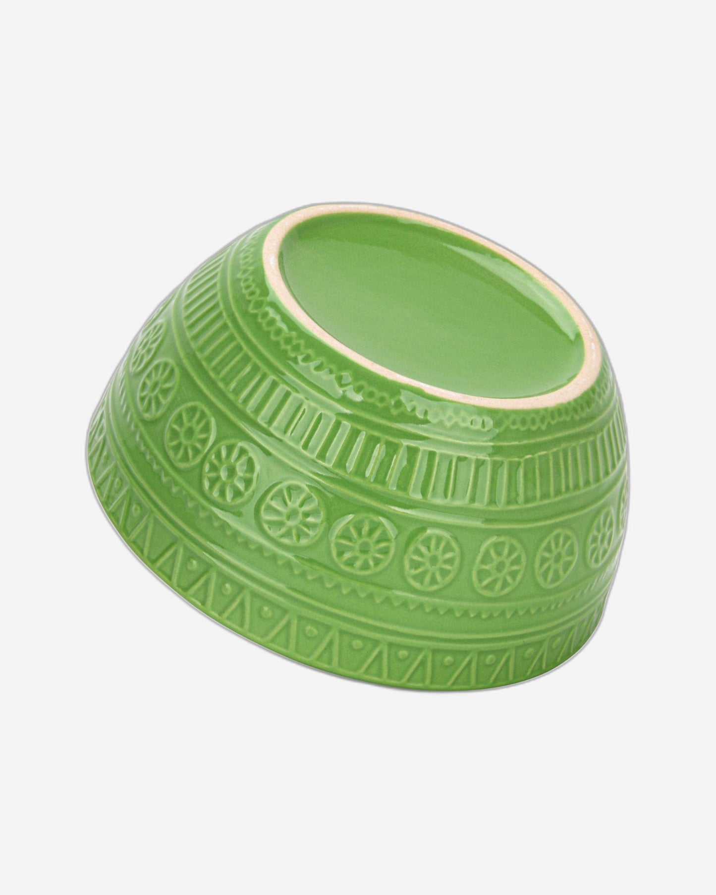 طقم عشاء فيسمان من السيراميك الأخضر بنقوش، 16 قطعة