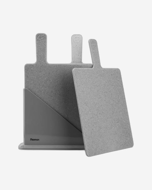 لوح تقطيع فيسمان، لون رمادي رخامي، 3 قطع، 32 سم، مع حامل
