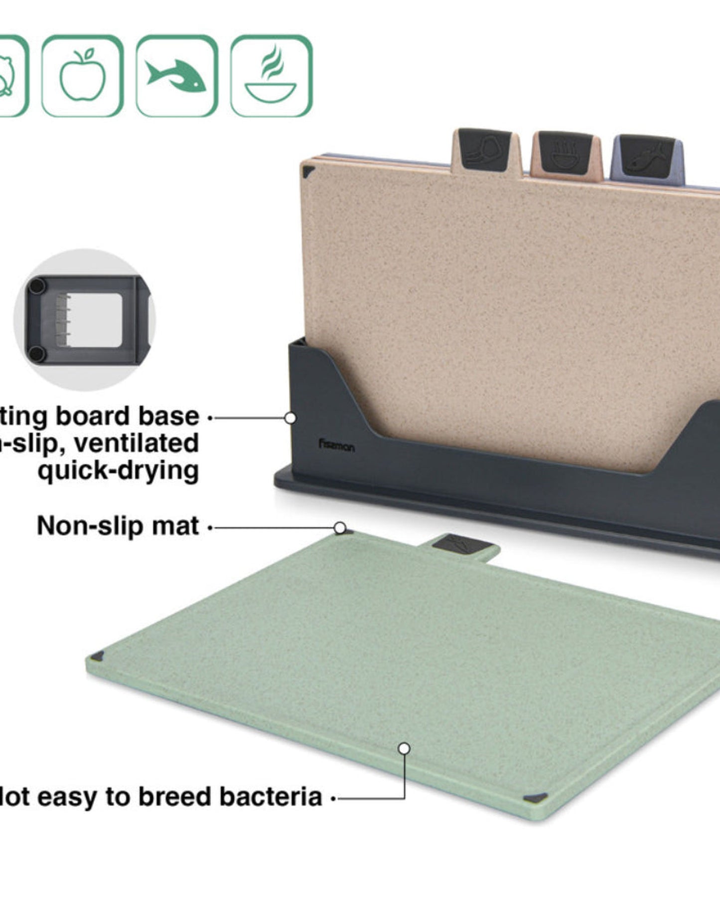 مجموعة ألواح تقطيع فيسمان إندكس، 4 قطع، 30 سم (بلاستيك)