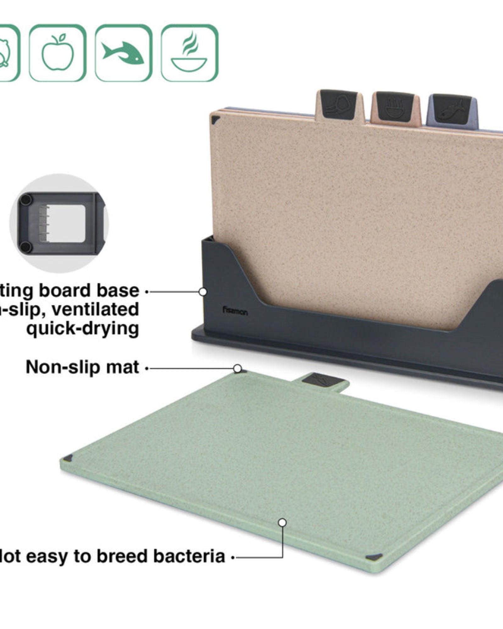 مجموعة ألواح تقطيع فيسمان إندكس، 4 قطع، 30 سم (بلاستيك)