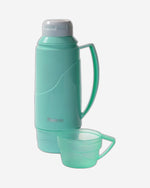 قارورة فيسمان المفرغة من الهواء مع غطاء، لون أخضر بحري/أبيض، 450 مل