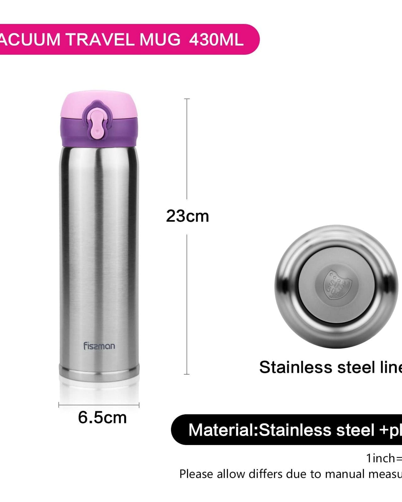 كوب حراري مزدوج الجدار مفرغ من الهواء أزرق 430 مل