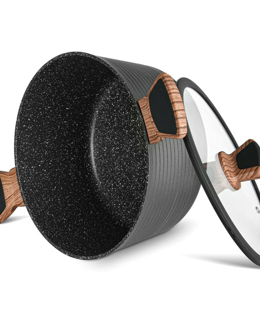 قدر فيسمان دايموند سيريز مع غطاء زجاجي من الألومنيوم مع طلاء غير لاصق 20×10 سم/2.6 لتر، أسود/بني