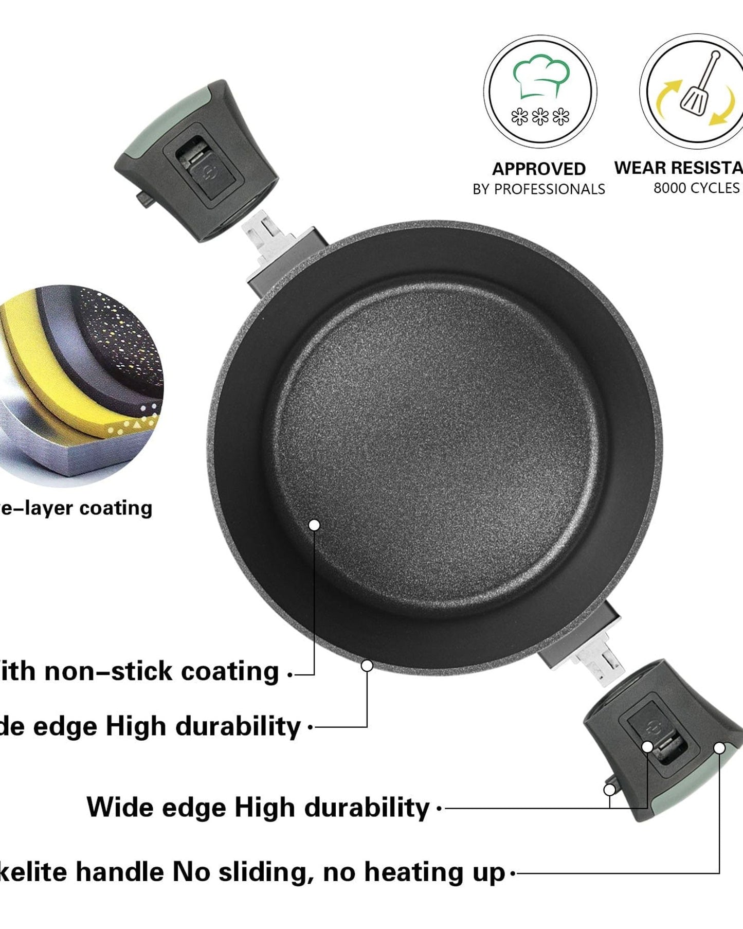 قدر فيسمان مع مقبض سفلي قابل للفصل يعمل بالحث الحراري وغطاء زجاجي 24 × 12 سم/4.5 لتر، أخضر