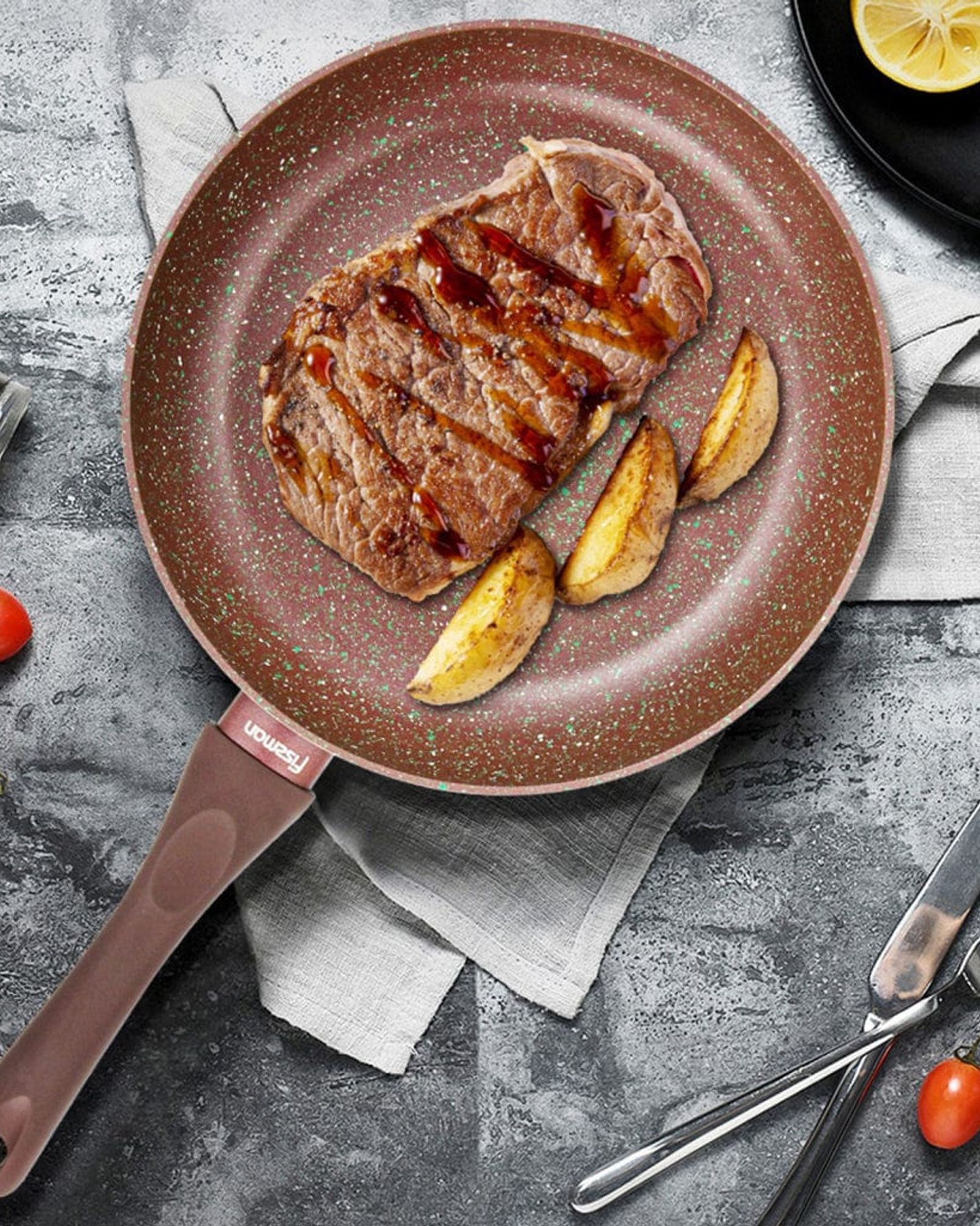 مقلاة فيسمان موسز ستون سيريز الاحترافية غير اللاصقة تاتش ستون، لون بني، 26×5.5 سم