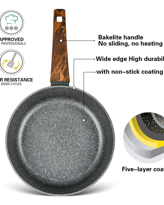 مقلاة فيسمان العميقة المصنوعة من الألومنيوم مع طلاء غير لاصق من سلسلة كابيلا مع قاعدة حثية باللون الأسود/البني، مقاس 24 سم