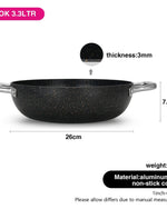 مقلاة ووك فيسمان برومو سيريز مع طلاء ألومنيوم غير لاصق 26×7.8 سم/3.3 لتر، لون أسود