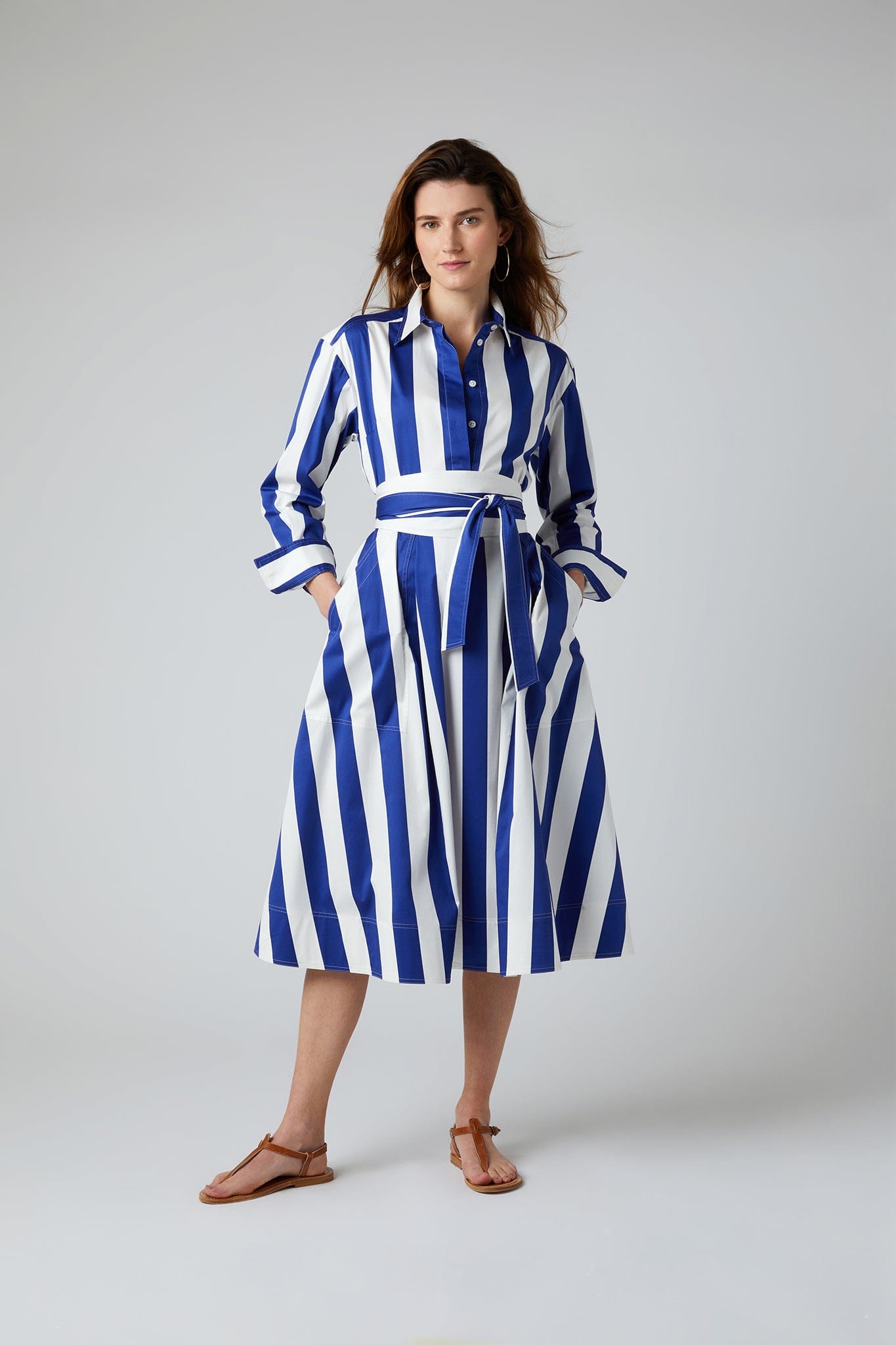 Fiona Striped Full Skirt in Blue