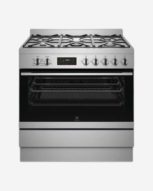 طباخ إلكترولوكس قائم بذاته مع موقد غاز وفرن كهربائي كبير سعة 116 لترًا 90 سم