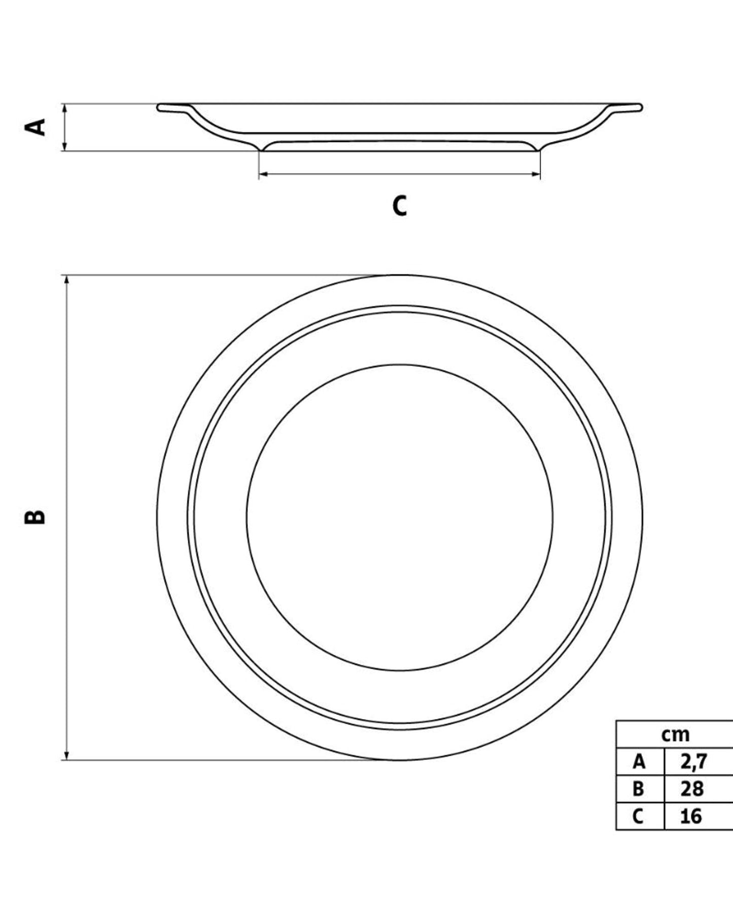 طبق عشاء من البورسلين من ترامونتينا باولا، قطره 28 سم