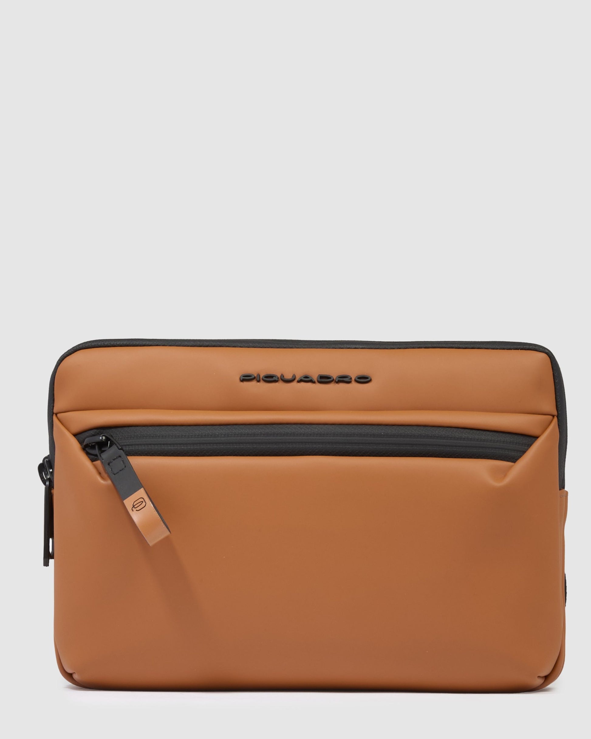 Piquadro Corner Special Clutch For Ipad Mini In Rubberized Water Resistant Tobacco Brown