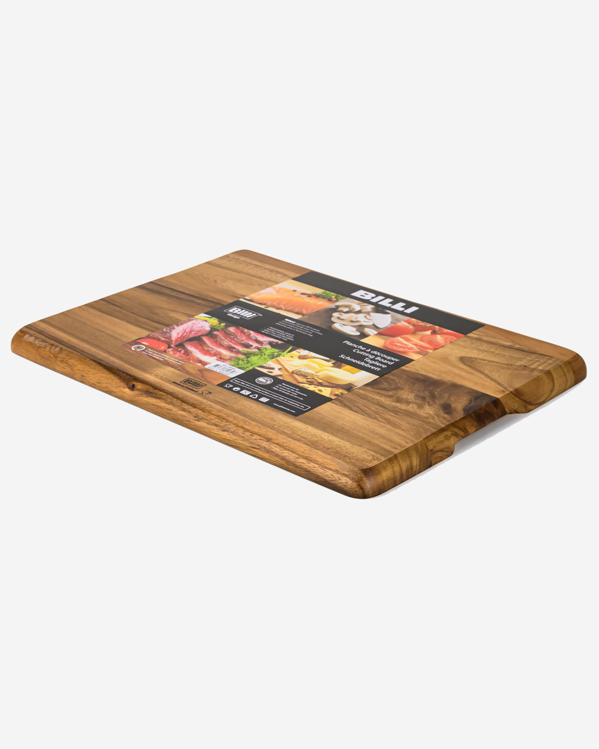 Billi Acacia Wood Cutting Board, Brown, 40.5 × 30 × 2cm