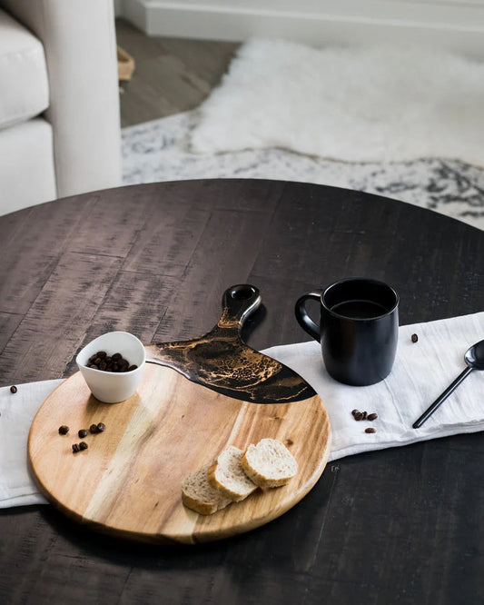 لوح التجديف الدائري لين وليانا أكاسيا 12 بلس بخمسة مقابض، لون أسود