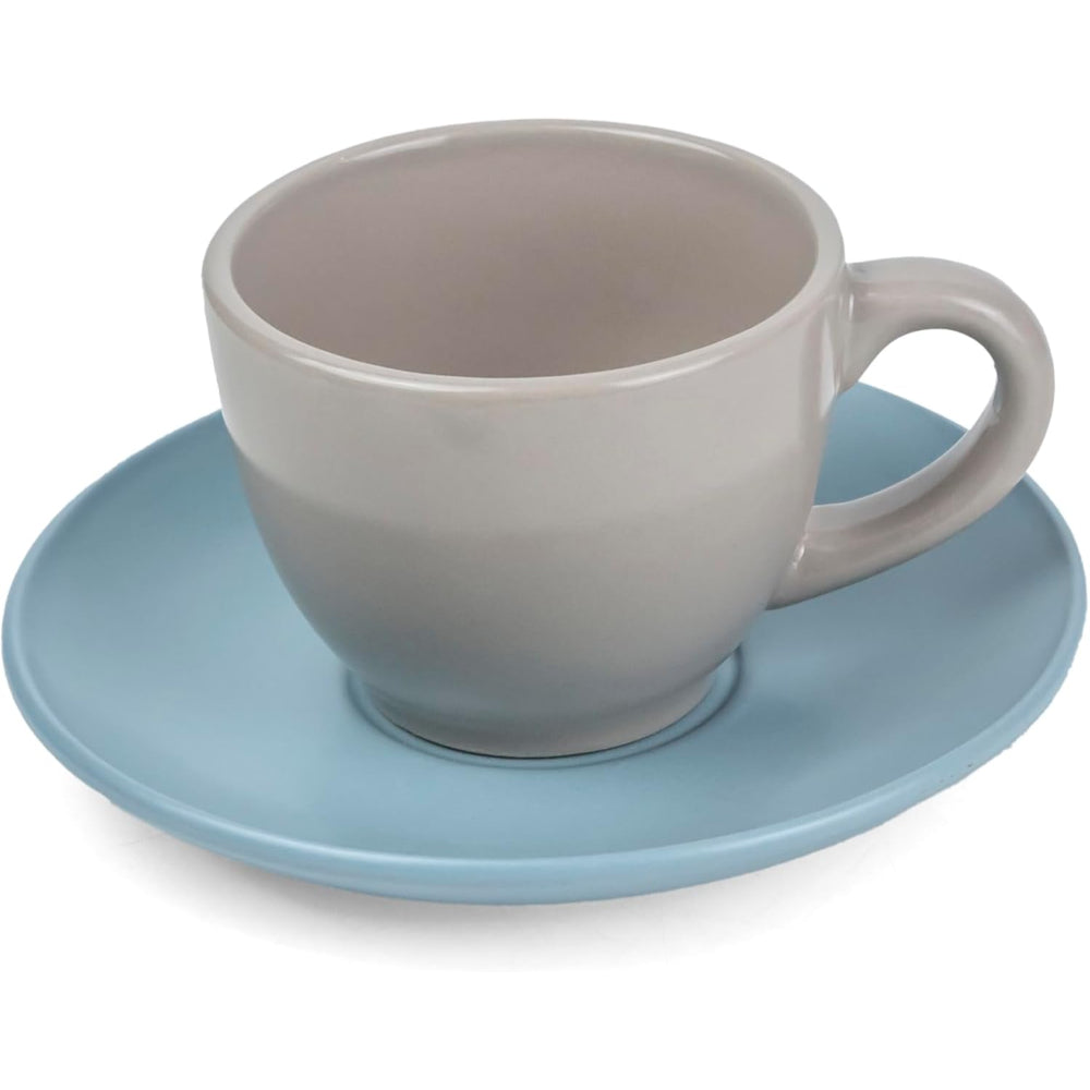 طقم فناجين قهوة وصحن من شالو جاسبي، ٤ قطع، سعة ٩٠ مل، مطلي بطبقة من الزجاج السنغافوري | أدوات مائدة للمطبخ، سيراميك، فخار حجري